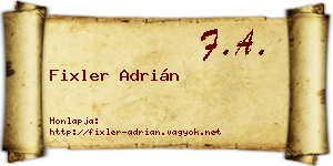 Fixler Adrián névjegykártya